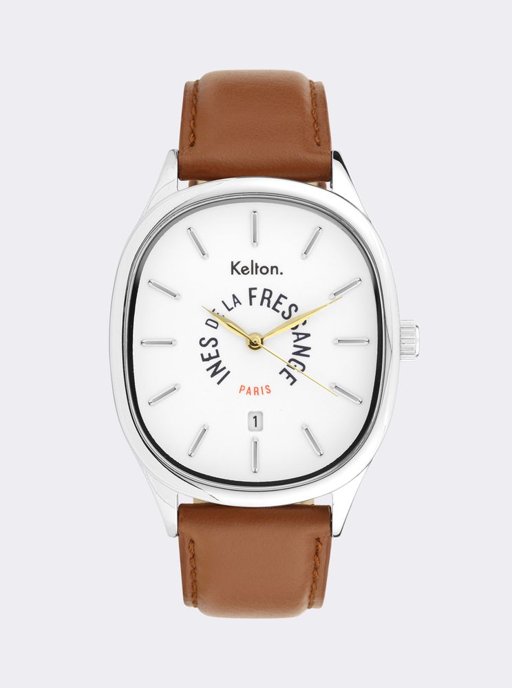 Ines De La Fressange Montre Grande Colorama Camel Kelton X Paris In Brown