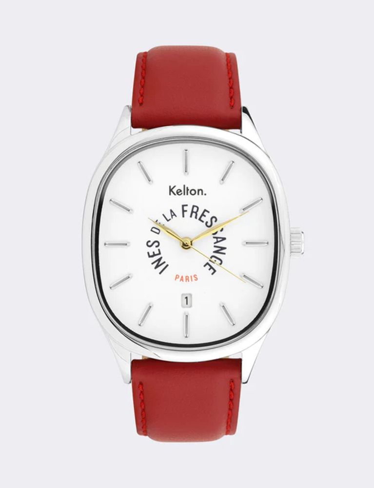 Ines De La Fressange Montre Grande Colorama Red Kelton X Paris In Red