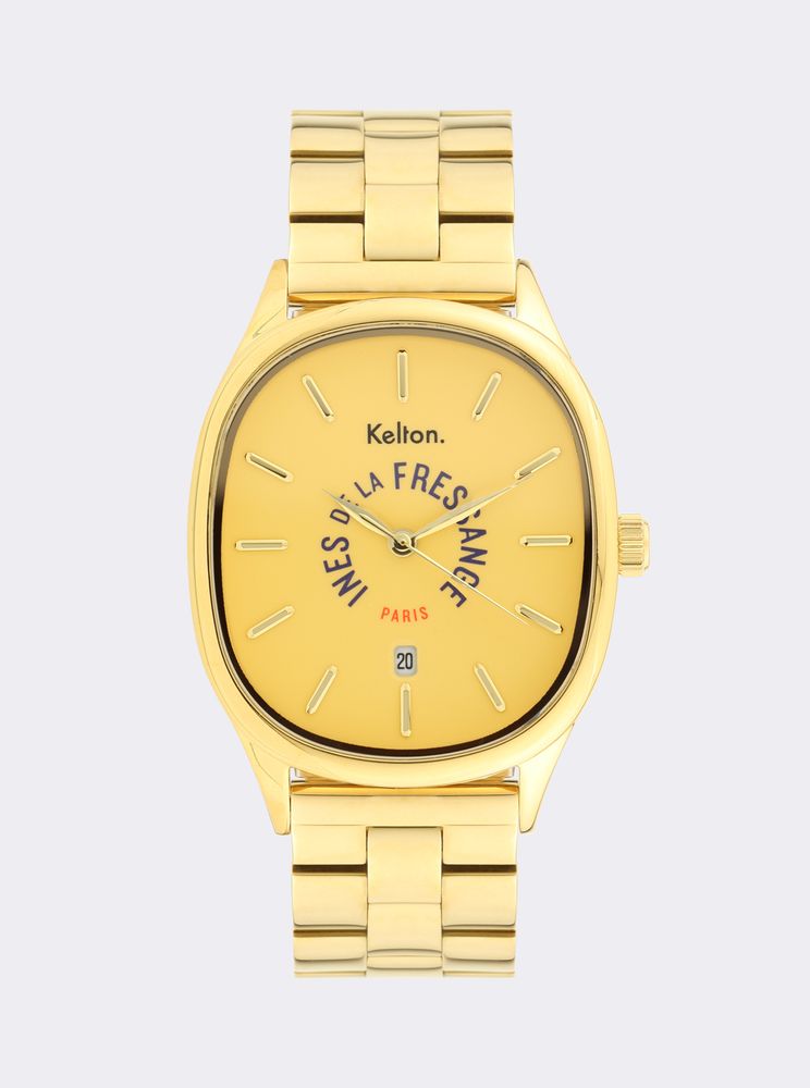 Ines De La Fressange Montre Grande Colorama Gold Kelton X Paris In Gold