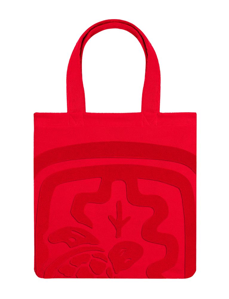 Ines De La Fressange Boudoir, Sac Cabas En Éponge, Ines X Vilebrequin, Rouge Coquelicot In Red