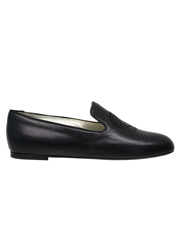 Ines De La Fressange Mocassin Brodé Callie En Cuir Noir