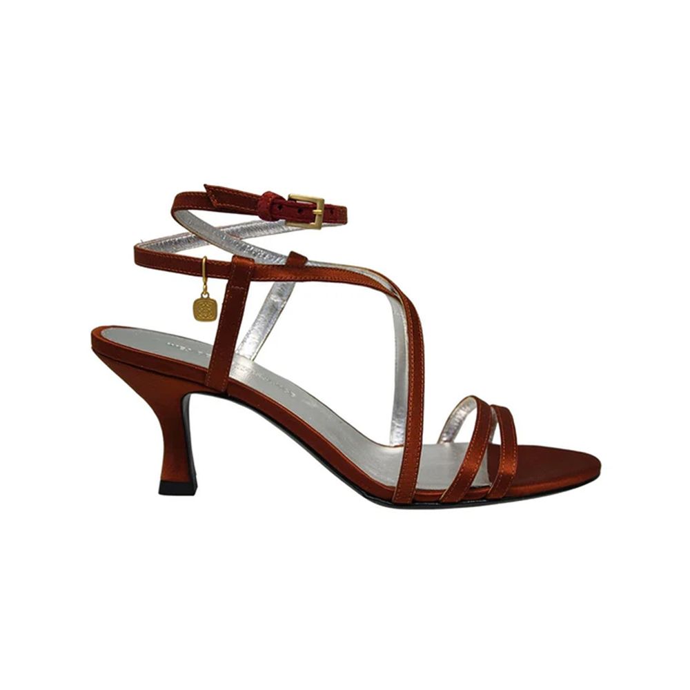 Ines De La Fressange Sandales À Talon, Brides Satin Tabac