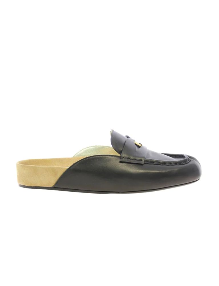 Ines De La Fressange Mocassin Mule Flavie Cuir Noir In Black