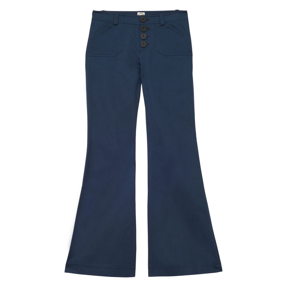 Ines De La Fressange Pantalon Charlotte En Coton Bleu Marine In Blue