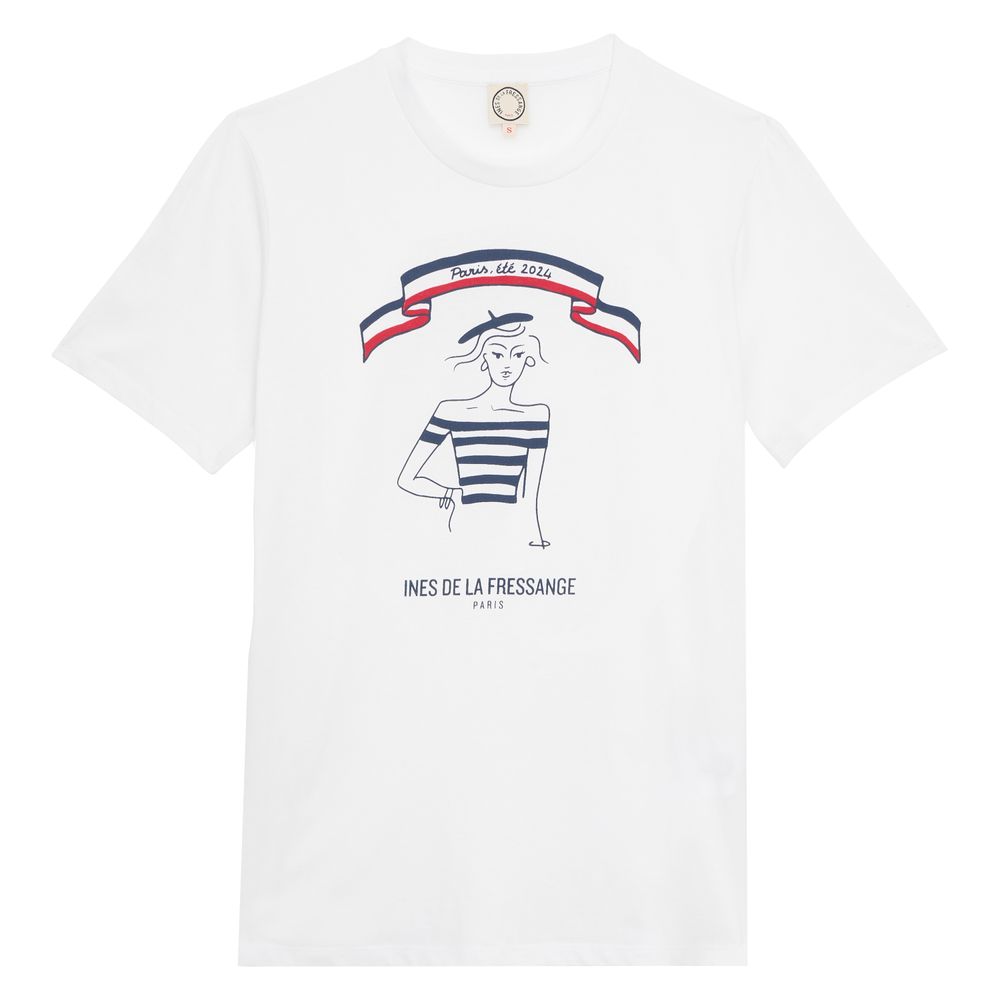Ines De La Fressange T-shirt Série Limitée, Été 2024 À Paris, Modèle « Parisienne » In White