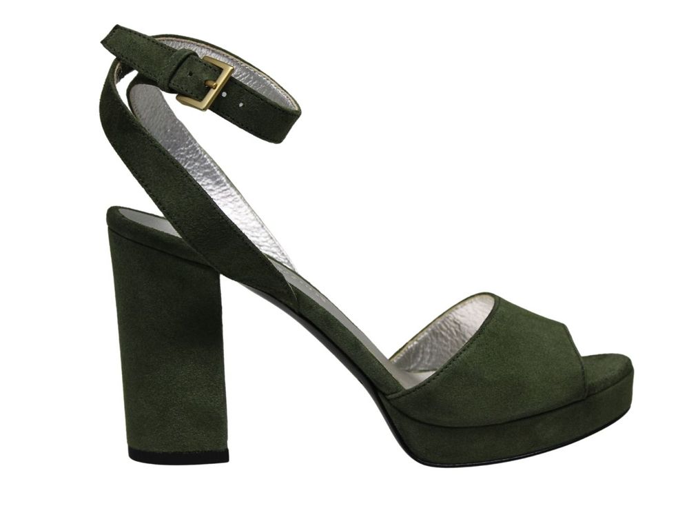 Ines De La Fressange Sandale Laura À Plateforme En Cuir Suédé Kaki In Green