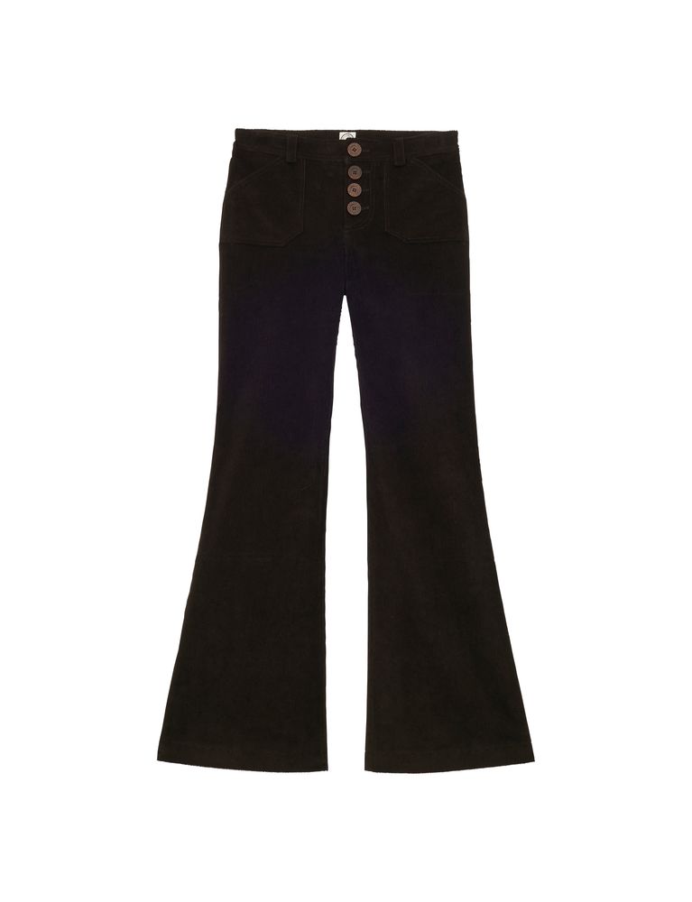 Ines De La Fressange Pantalon Charlotte En Velours Milleraies Marron In Brown