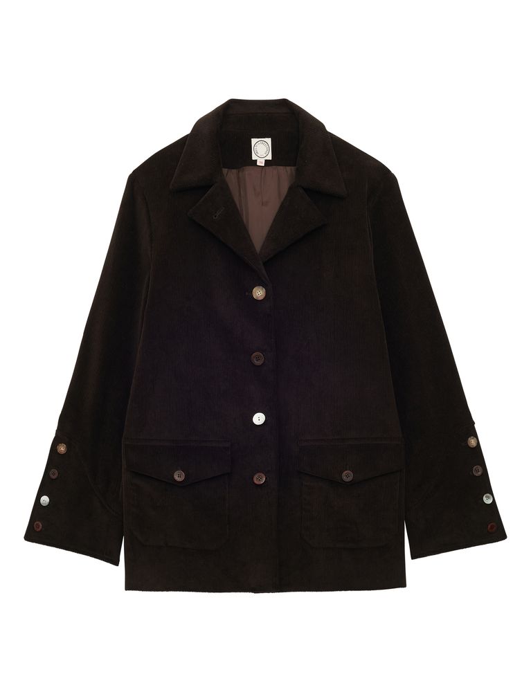Ines De La Fressange Veste Jill En Velours Milleraies Marron In Black