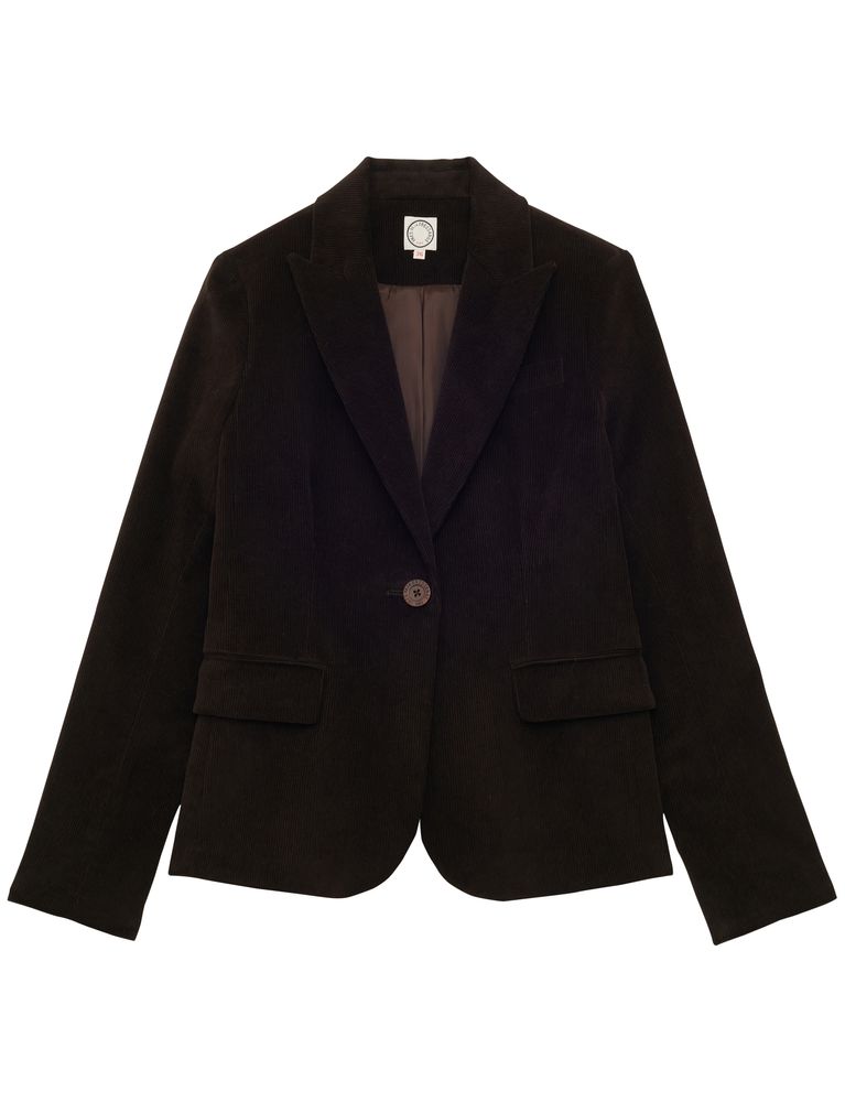 Ines De La Fressange Veste Nicoletta En Velours Milleraies Marron