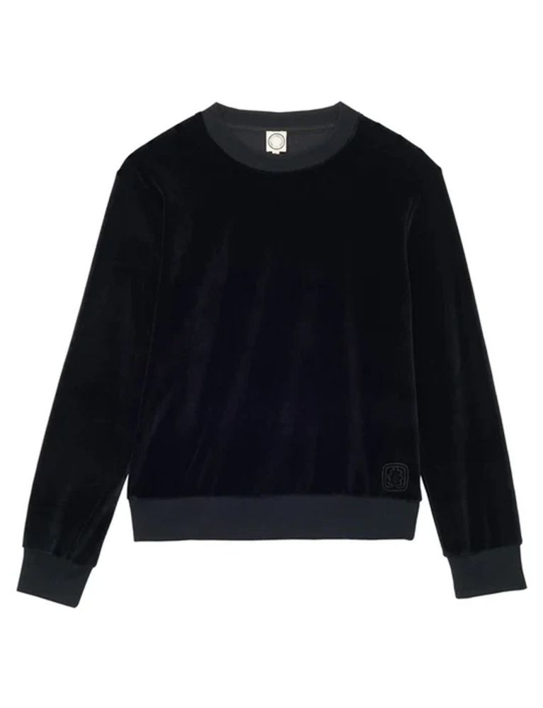 Ines De La Fressange Sweat Mathilde En Velours Lisse Noir