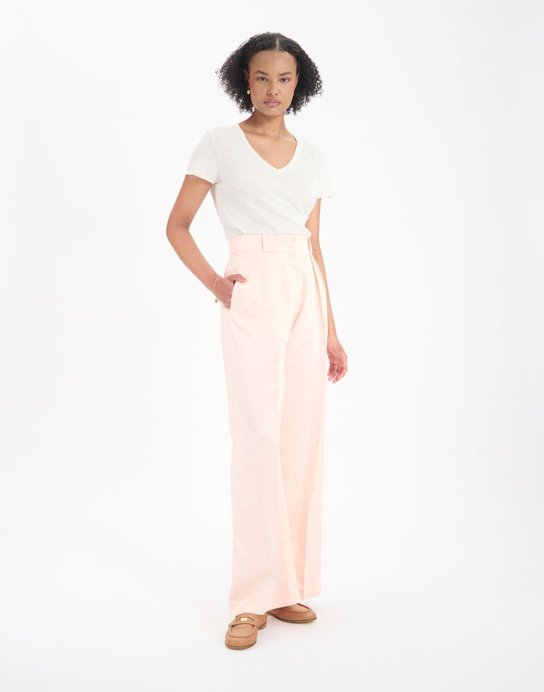 Pantalon Marlne en lin mlang rose ple 170 €