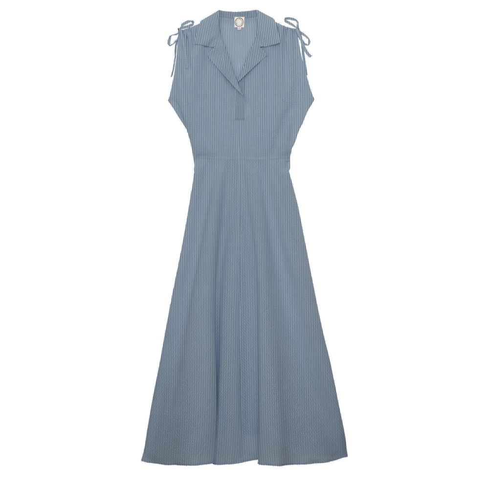 Ines De La Fressange Robe Cintrée Violine En Coton Bleue