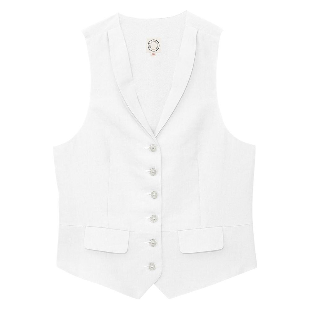 Ines De La Fressange Gilet Robinson En Lin Blanc