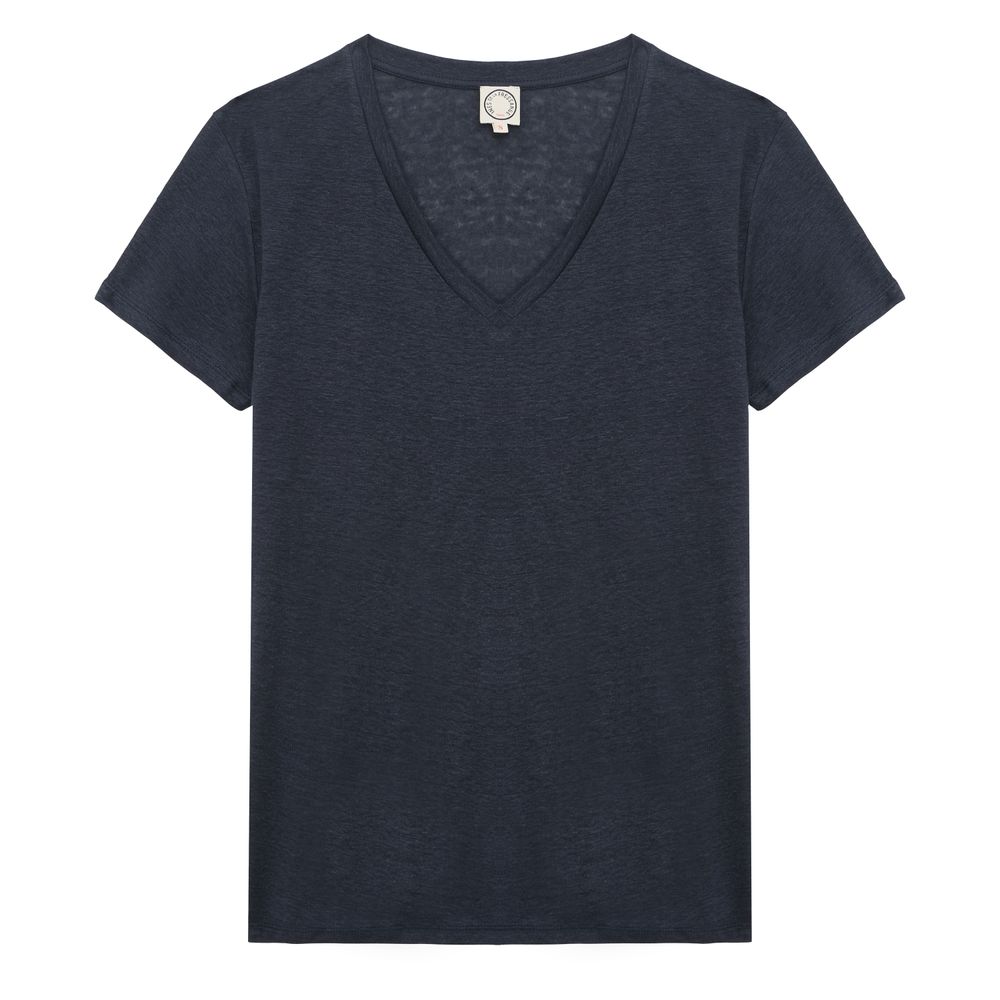 Ines De La Fressange T-shirt Apolline En Lin Marine In Blue