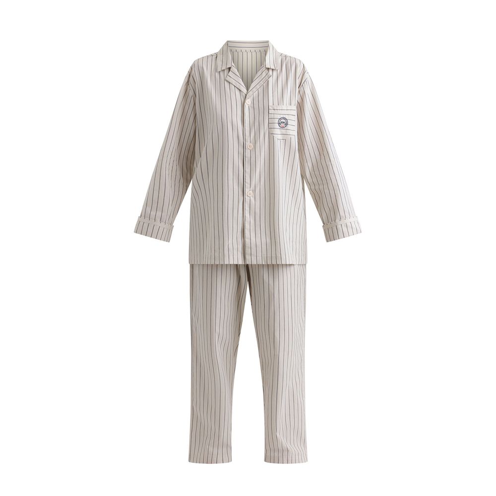 Ines De La Fressange Pyjama En Popeline Grise À Rayures Dim X In White