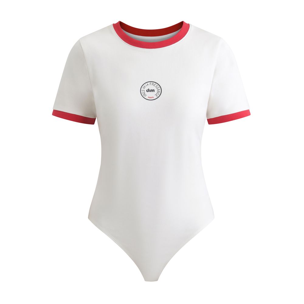 Ines De La Fressange Body Nacre Twisté Par Un Col Rouge Dim X In White