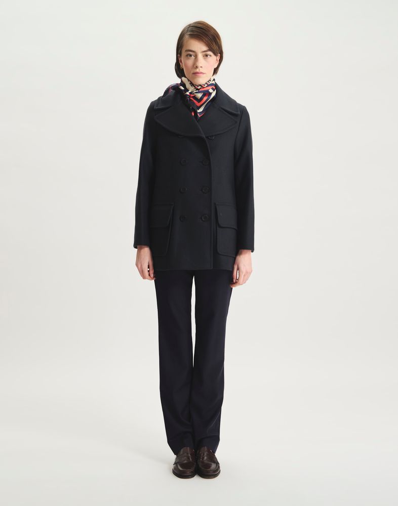 Caban Sraphine lainage bleu fonc chevrons 685 €