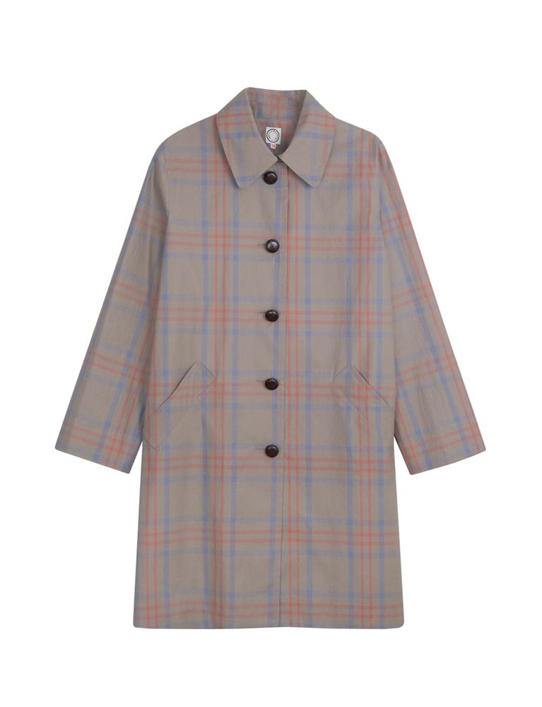 Ines De La Fressange Manteau Jules En Coton À Carreaux Beiges