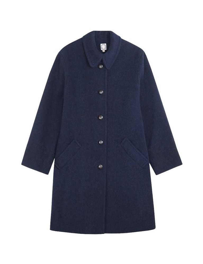 Ines De La Fressange Manteau Jules En Laine Bleu Marine