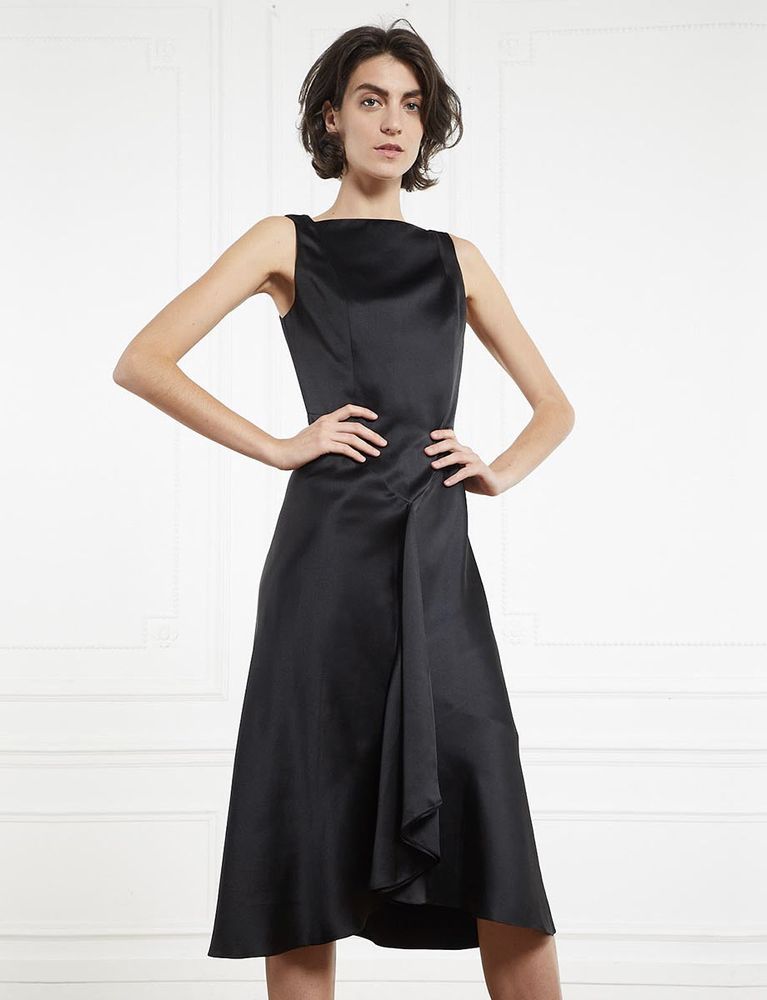 Ines De La Fressange Robe Popinette Satinée Noire In Black