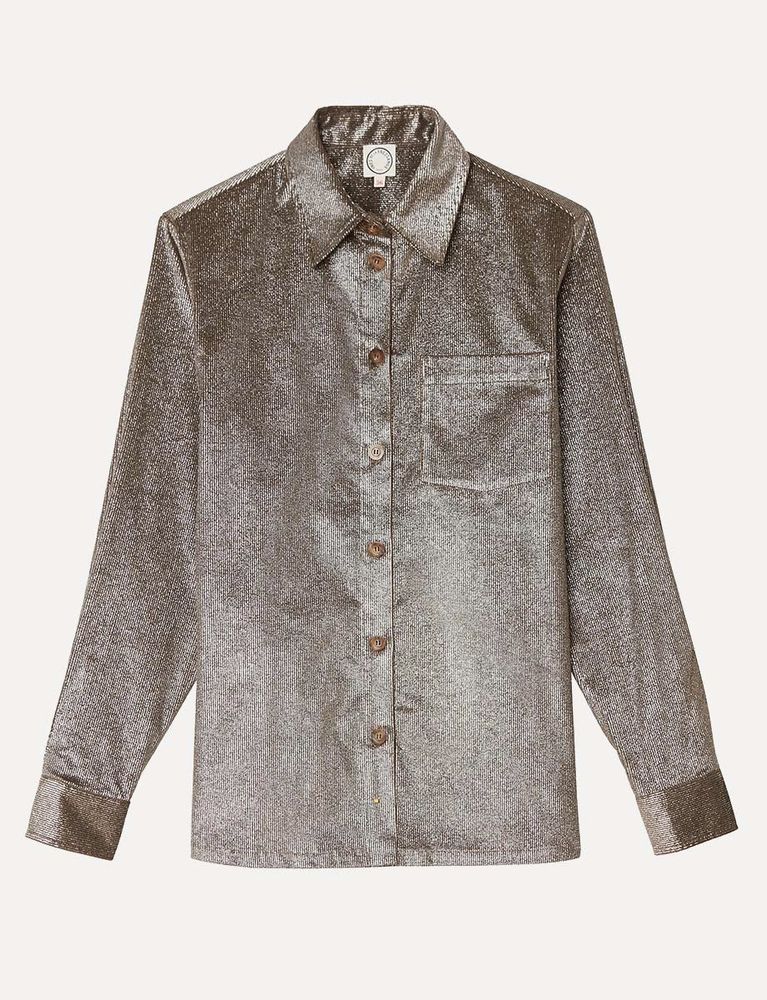 Chemise Cassia en velours argenté