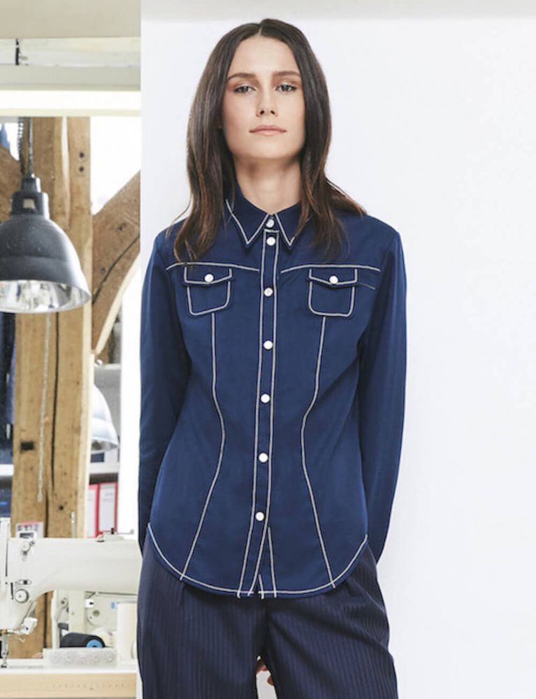 Ines De La Fressange Chemise Myrna Bleu Marine In Blue