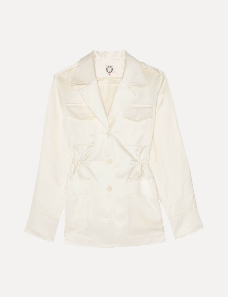 Ines De La Fressange Veste Neva Satin De Coton Ivoire