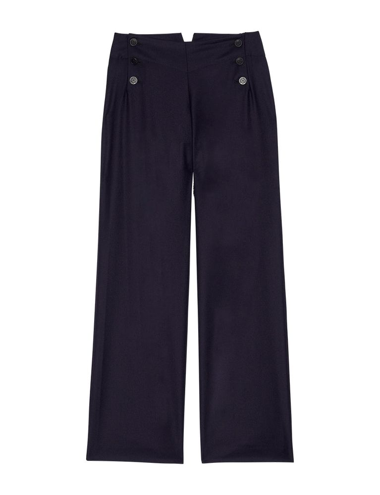 Ines De La Fressange Pantalon Gabriel Laine Bleu Marine In Blue