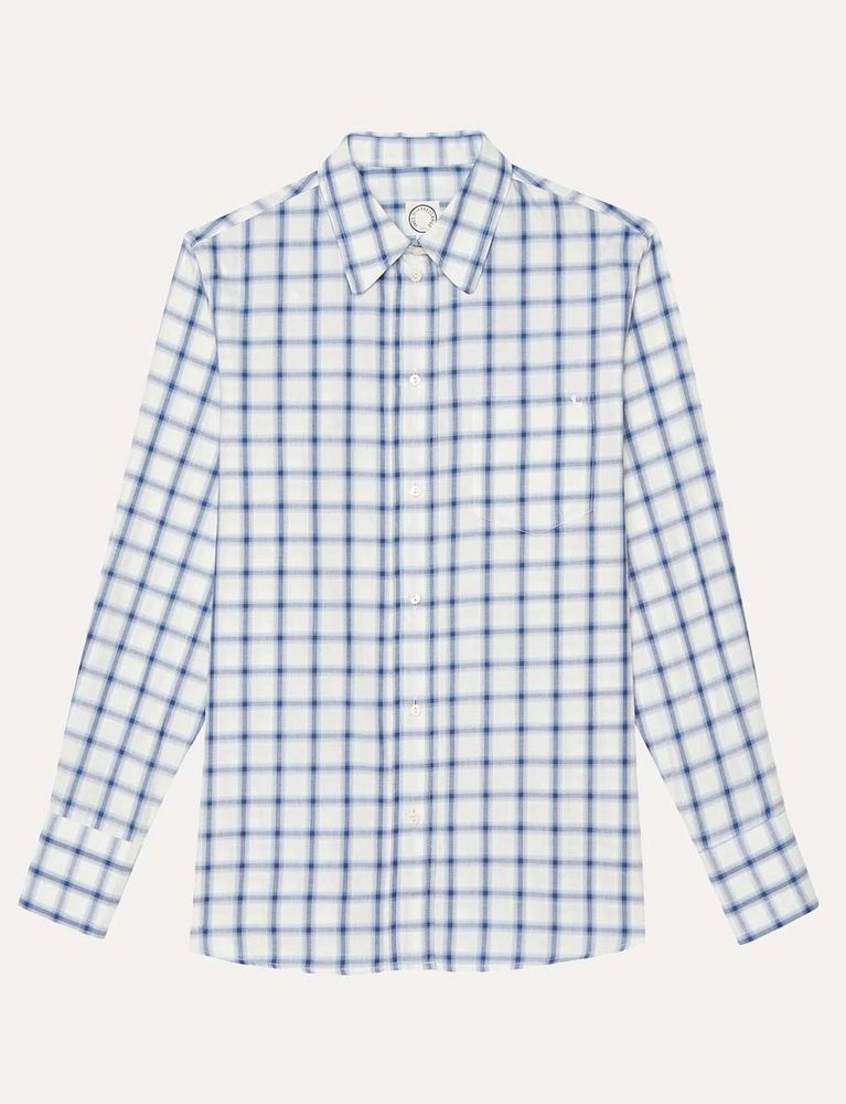 Ines De La Fressange Chemise Maureen Carreaux Bleu Et Blanc In Blue