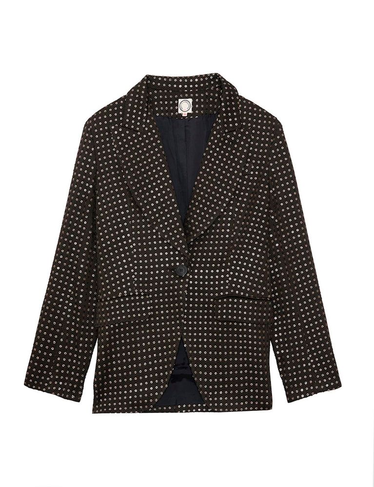 Ines De La Fressange Veste Gaelle Noire Brodée In Multi