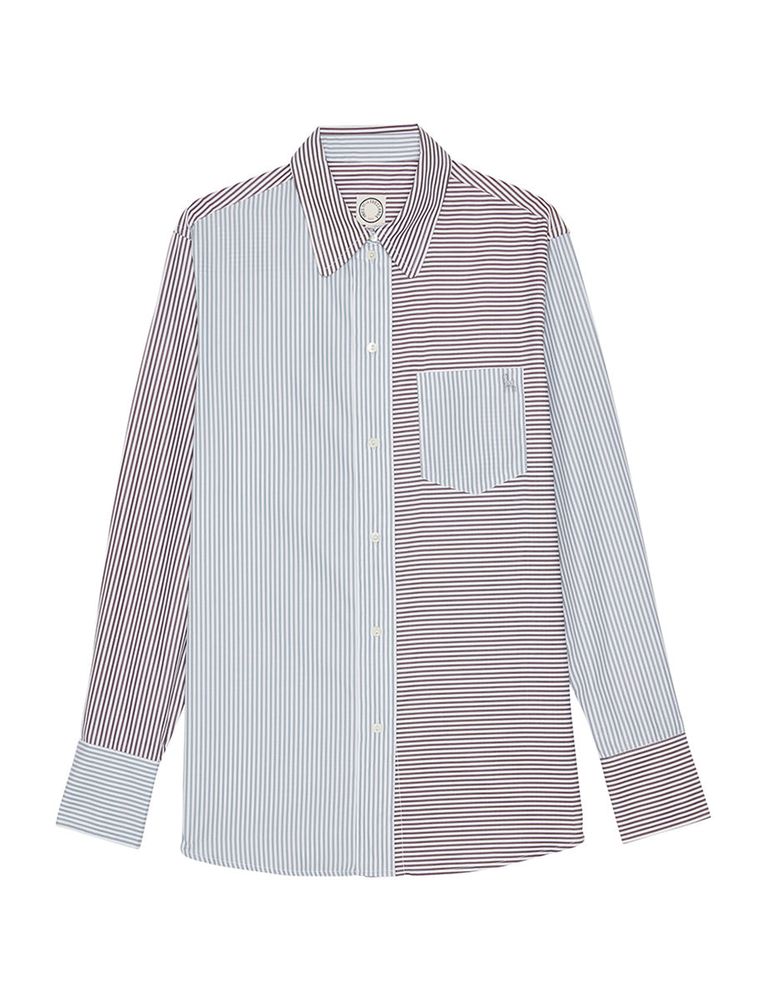 Ines De La Fressange Chemise Maureen Rayures Grises Et Marron