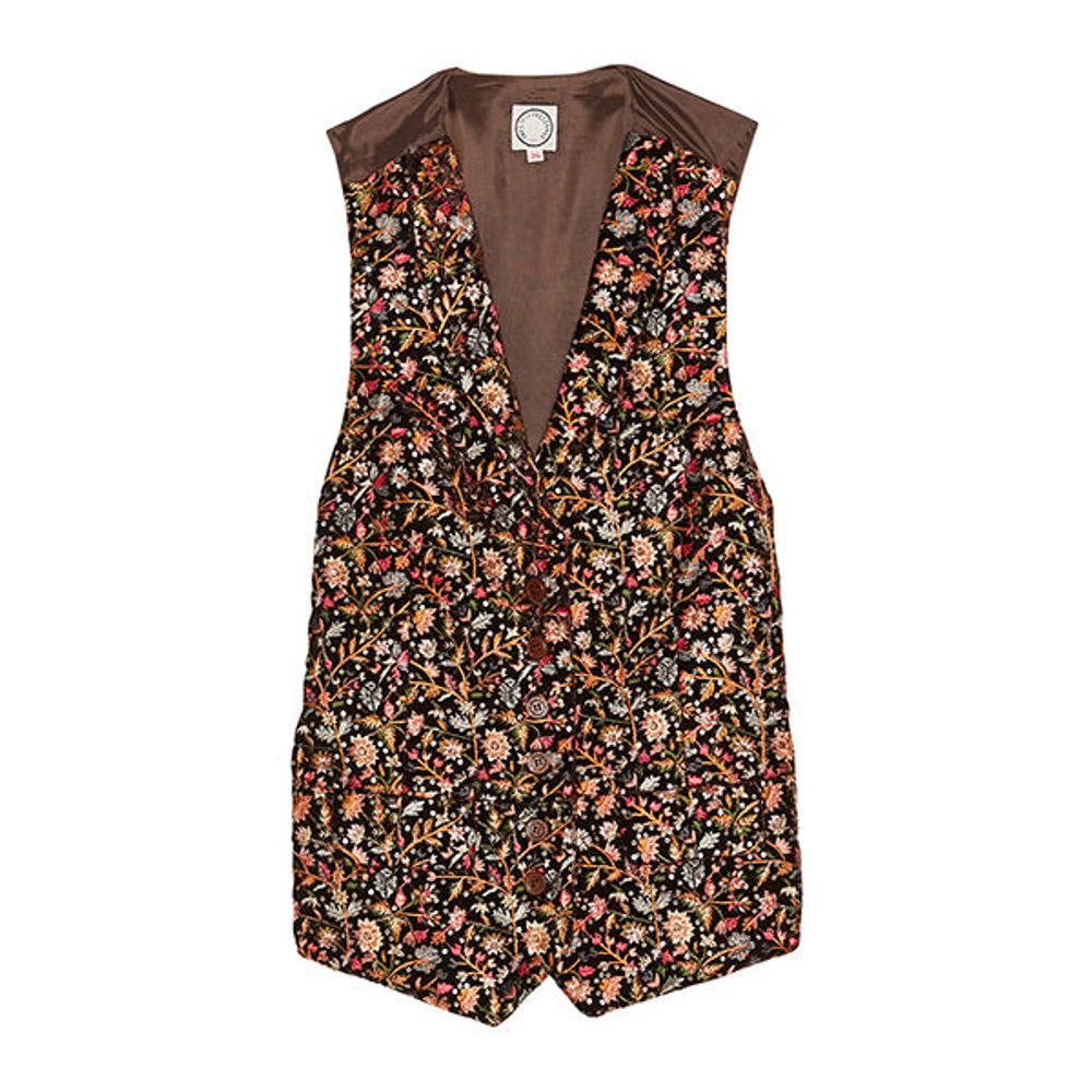 Ines De La Fressange Gilet Robinson Marron Brodé In Brown