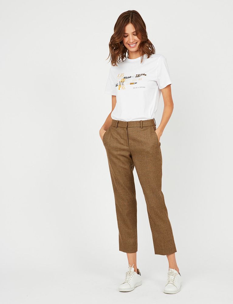Ines De La Fressange Pantalon Audrey Pied De Poule Pure Laine