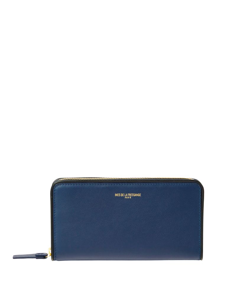 Ines De La Fressange Portefeuille Marcia Bleu Bordure Noir