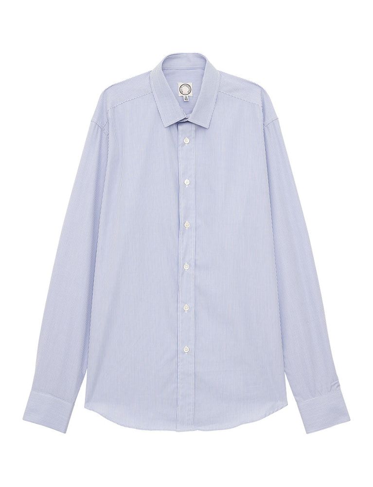 Ines De La Fressange Chemise Pour Homme Olivier Bleue À Rayures Blanches In Blue