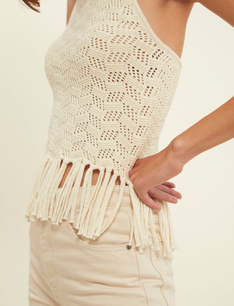 Ines De La Fressange Top Eliane Écru Crochet In Neutral