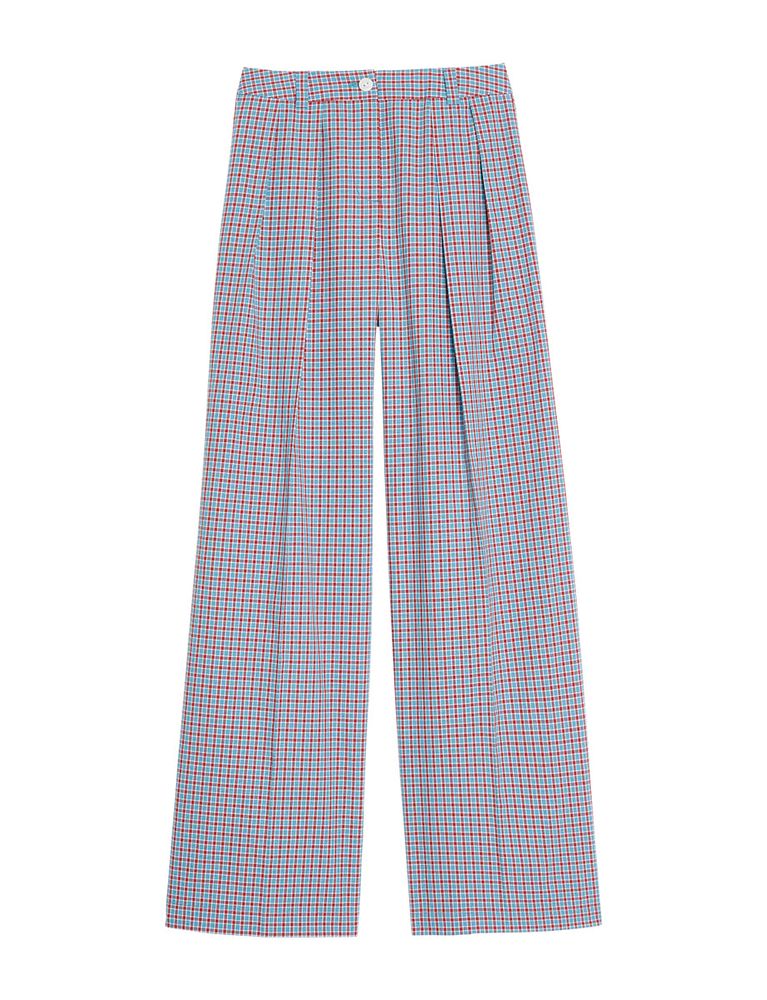 Ines De La Fressange Pantalon Luciano Turquoise À Carreaux In Blue