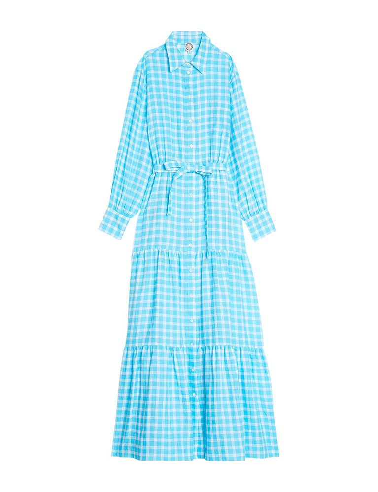 Ines De La Fressange Robe Léna Vichy Turquoise In Blue