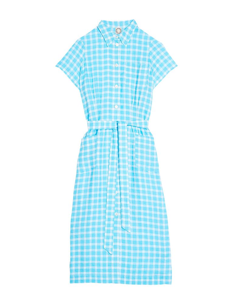 Ines De La Fressange Robe Chemise Ethel Turquoise Vichy In Blue