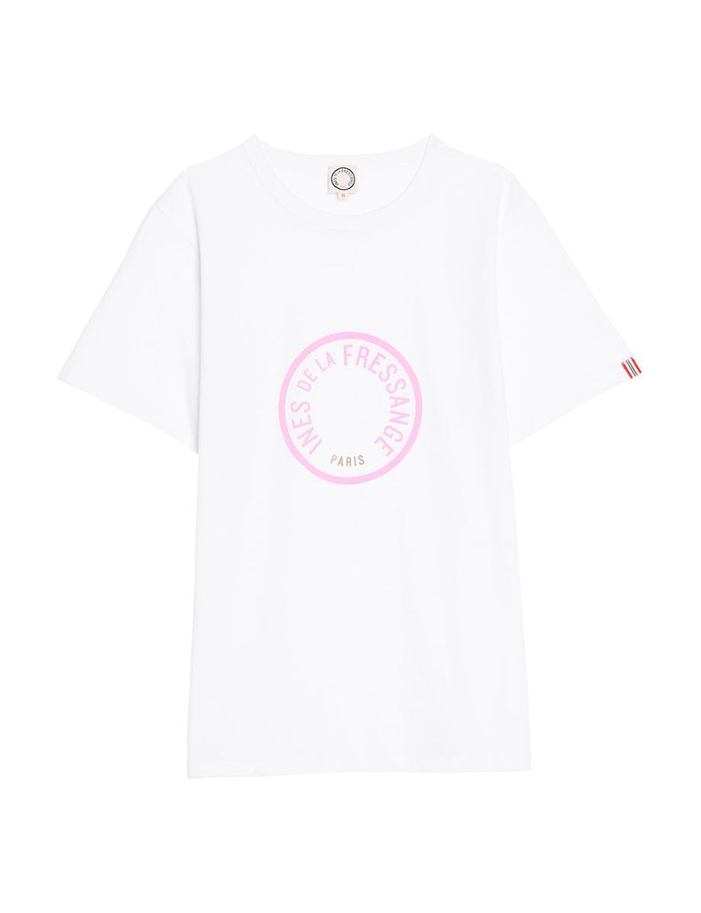 Ines De La Fressange T-shirt Oscar Blanc Logo Rose