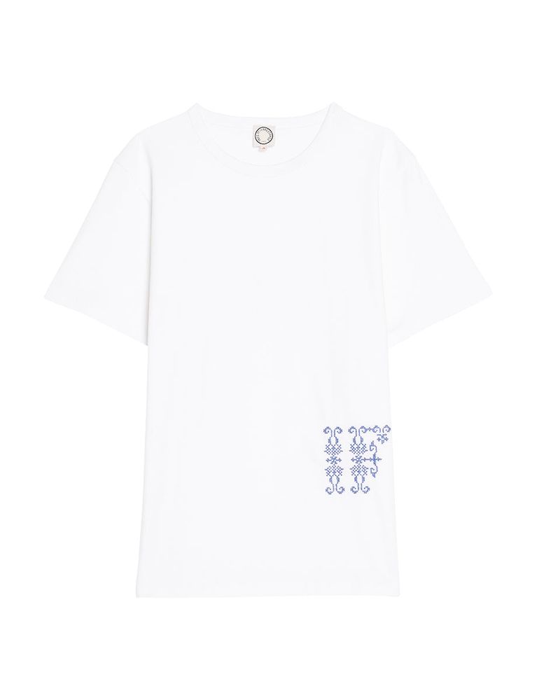 Ines De La Fressange T-shirt Oscar Blanc Brodé In White