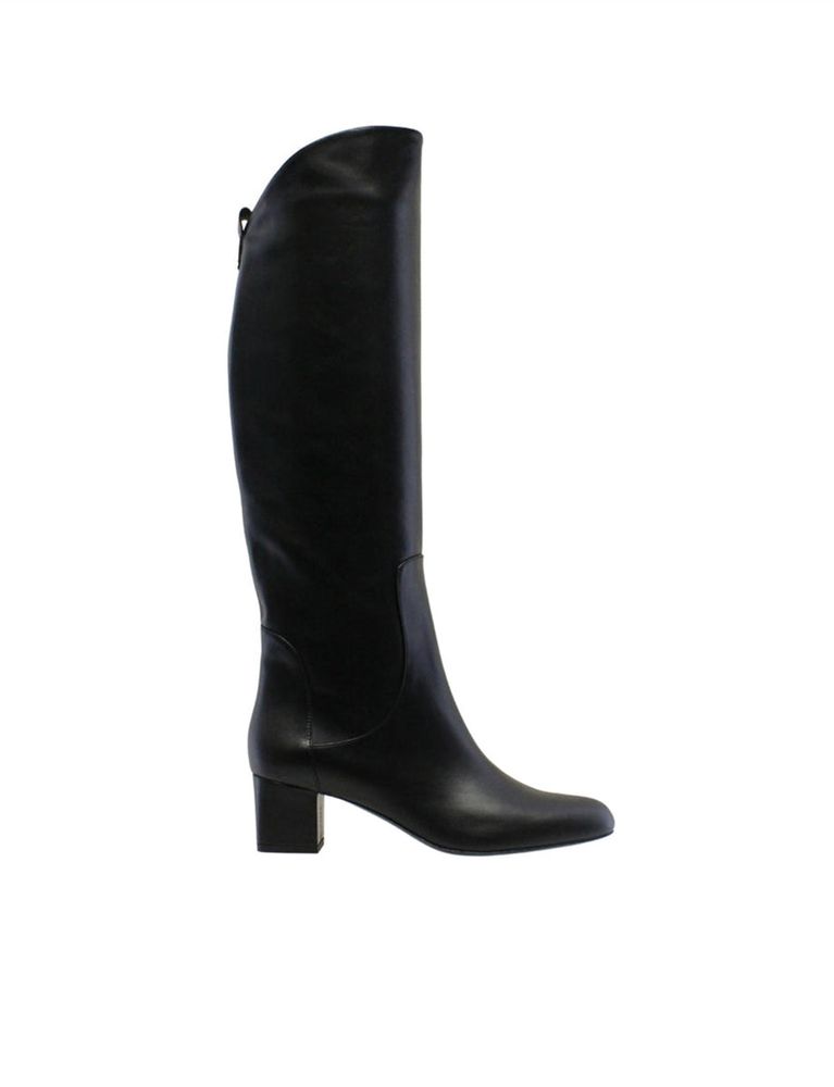 Ines De La Fressange Bottes À Talons Noires En Cuir In Black