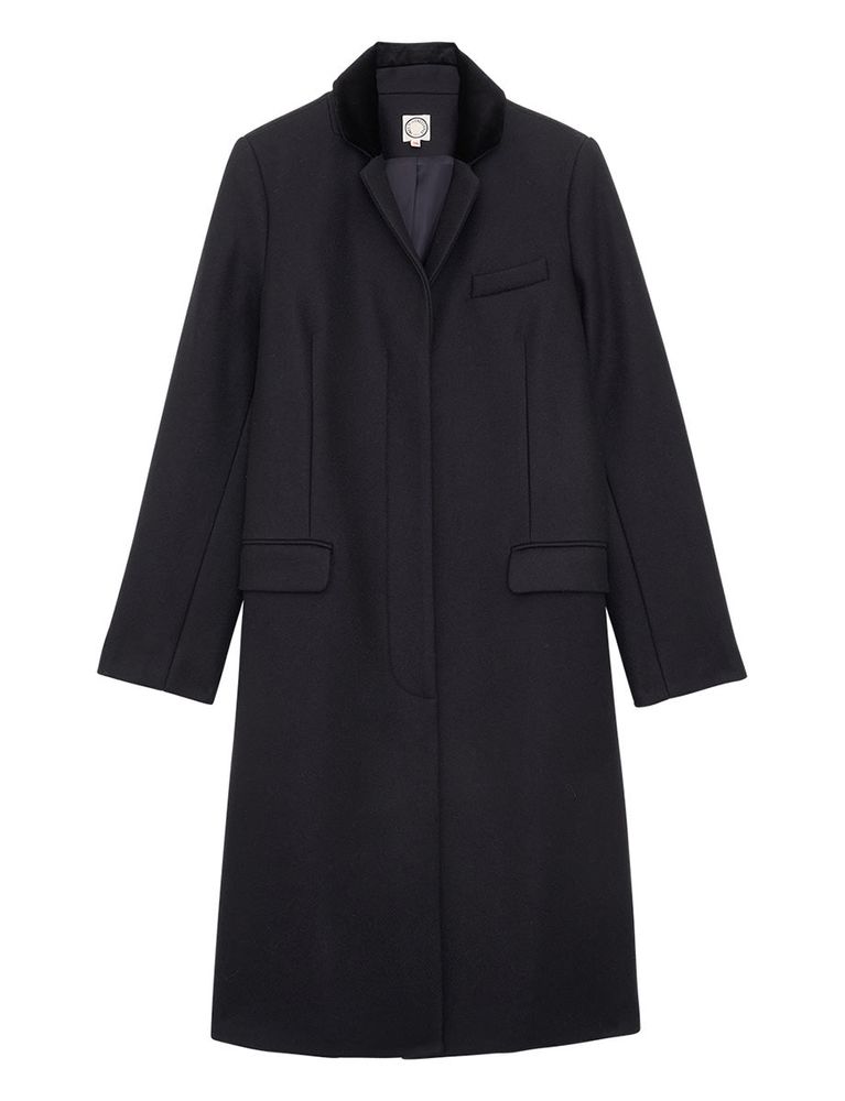 Ines De La Fressange Manteau Franck En Lainage Noir In Black