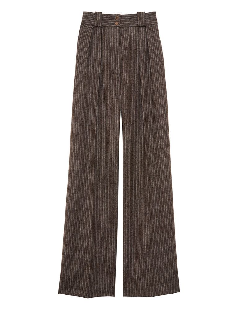 Ines De La Fressange Pantalon Marlène Marron À Rayures In Brown