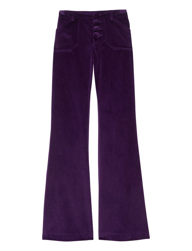 Ines De La Fressange Pantalon Charlotte Violet En Velours In Purple