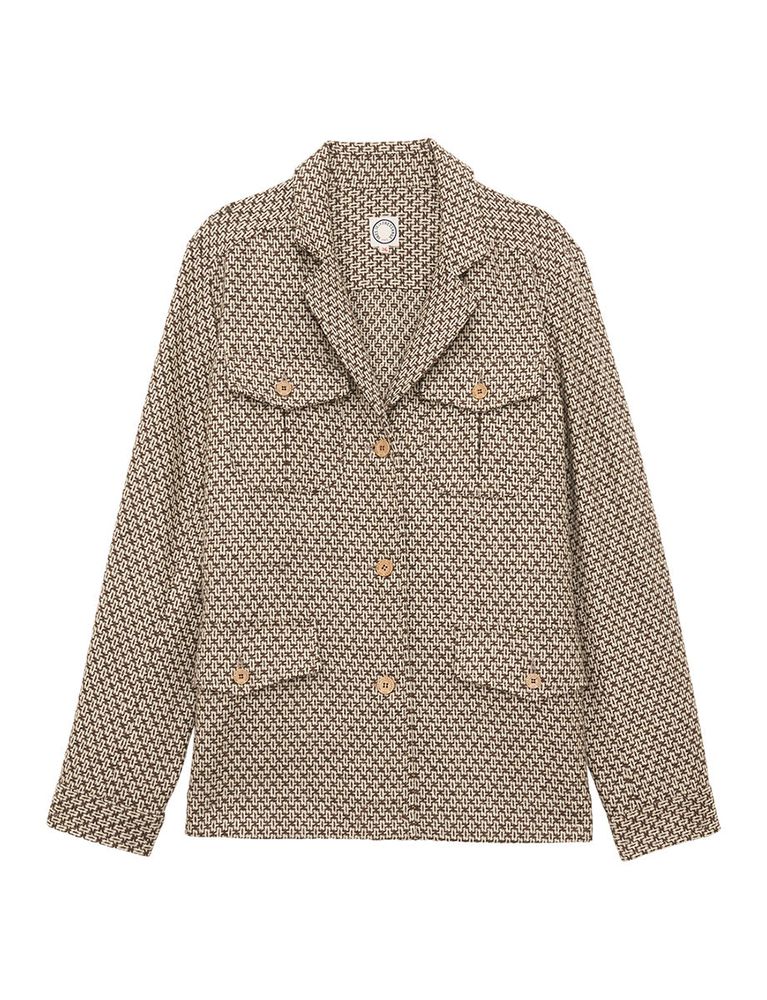 Ines De La Fressange Veste Flipper Marron/ Écru Laine In Gray