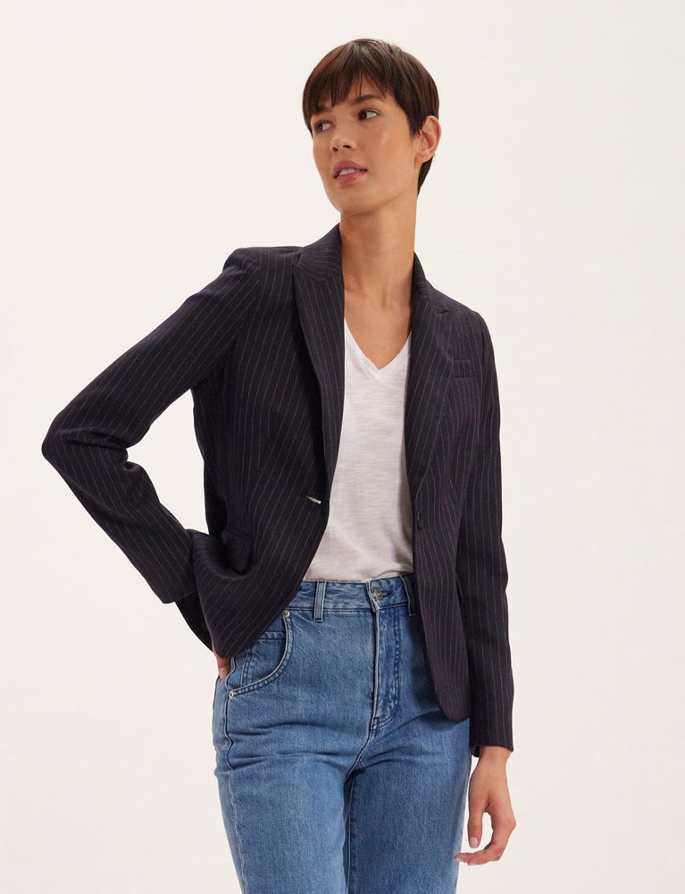 Ines De La Fressange Veste Nicoletta Bleu Nuit