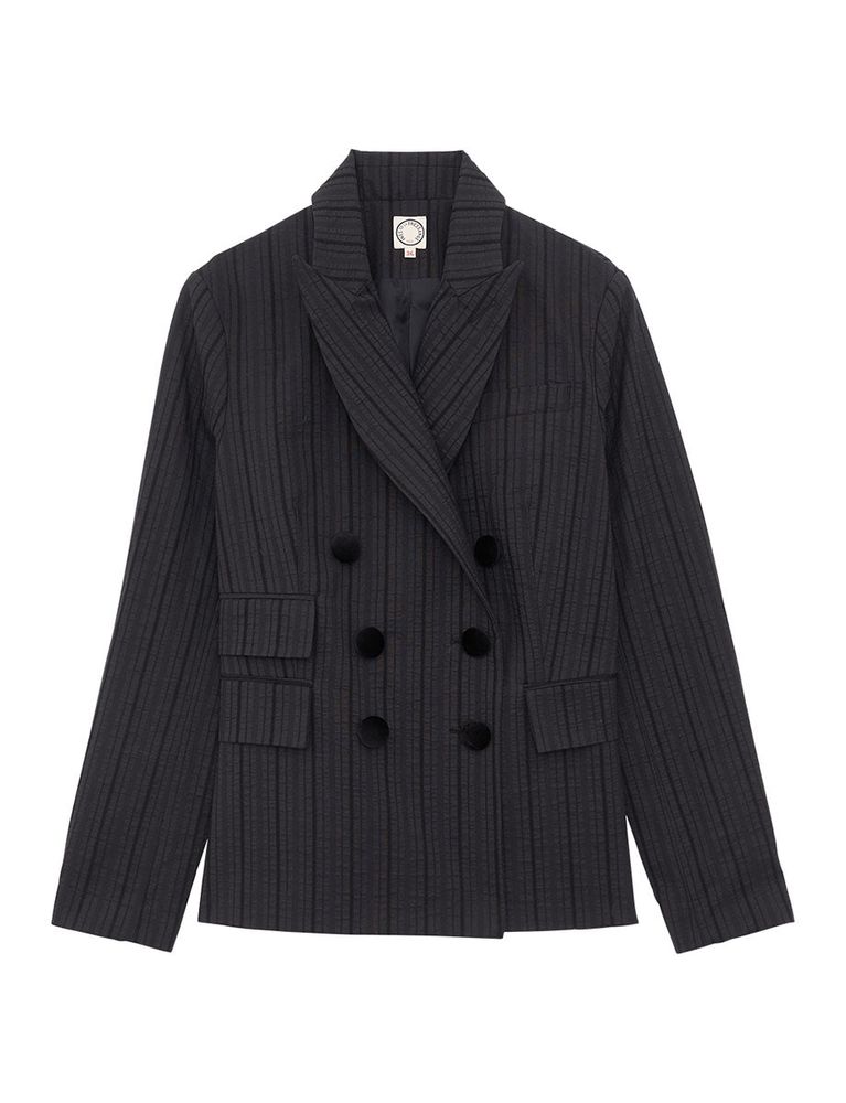 Ines De La Fressange Veste Maurice Noire À Rayures In Black
