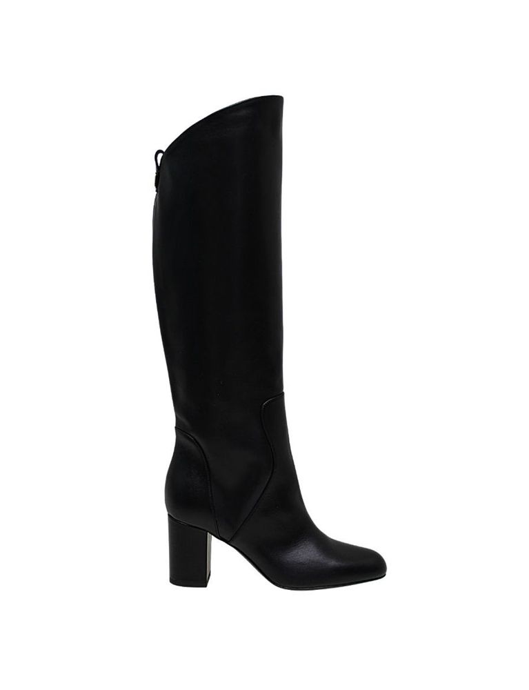 Ines De La Fressange Bottes À Talons Noires En Cuir De Veau