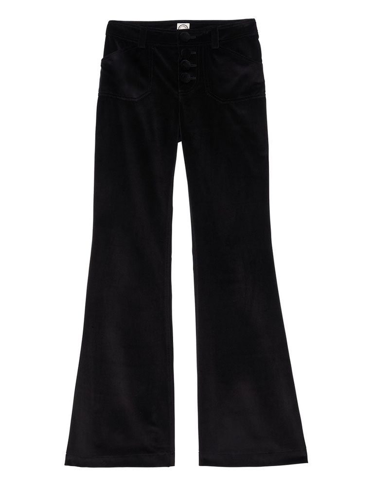 Pantalon coupe flare en velours lisse Charlotte noir 370 €